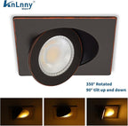 Square Bronze Recessed Lighting 4 Inch 6 Pack, Ajustable Eyeball recessed Light with Junction Box,5 Color Selectable,Airtight,9W 750LM,Dimmable,Bronze