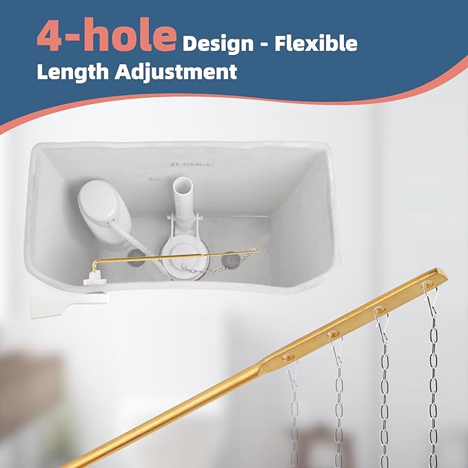 Universal White Metal Toilet Handle Replacement, Front Mount Toilet Flush Trip Lever Compatible with American Standard/Mansfield/TOTO/Kohler Toilets, Stainless Steel Flapper Chain