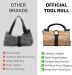 Official Legacy Tool Roll Bag - Easy to Carry 5-Pocket Roll Up Tool Bag - Durable Canvas, Rust-Proof YKK Zippers & Secure Buckle - A Loving Gift for Dads, Mechanics, Electricians & Hobbyists | Khaki