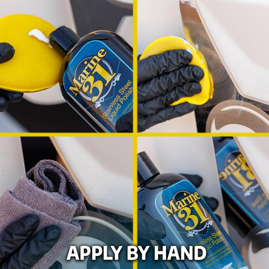 Marine 31 Stainless Steel Polish & Sealant Combo | Cleans, Polishes & Protects Stainless Steel Surfaces | Safe for Appliances & Marine Use | Long-Lasting Shine | M31-SSKIT-1