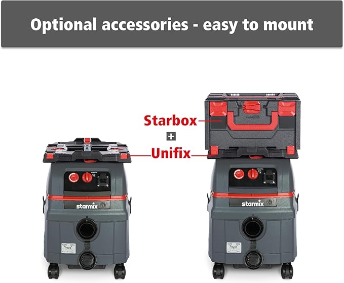 Starmix 1625 "Powerhouse Basic 6.6 Gallons/25L, High Performance Multi-Use Portable Dust Extractor - Wet/Dry - Manual Self-Clean Filter System - HEPA Certified, 103860