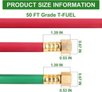 TAISHER 1/4" x 50FT Oxygen Acetylene Twin Hose With 9/16"-18 B fittings Welding Cutting Torch，Grade T