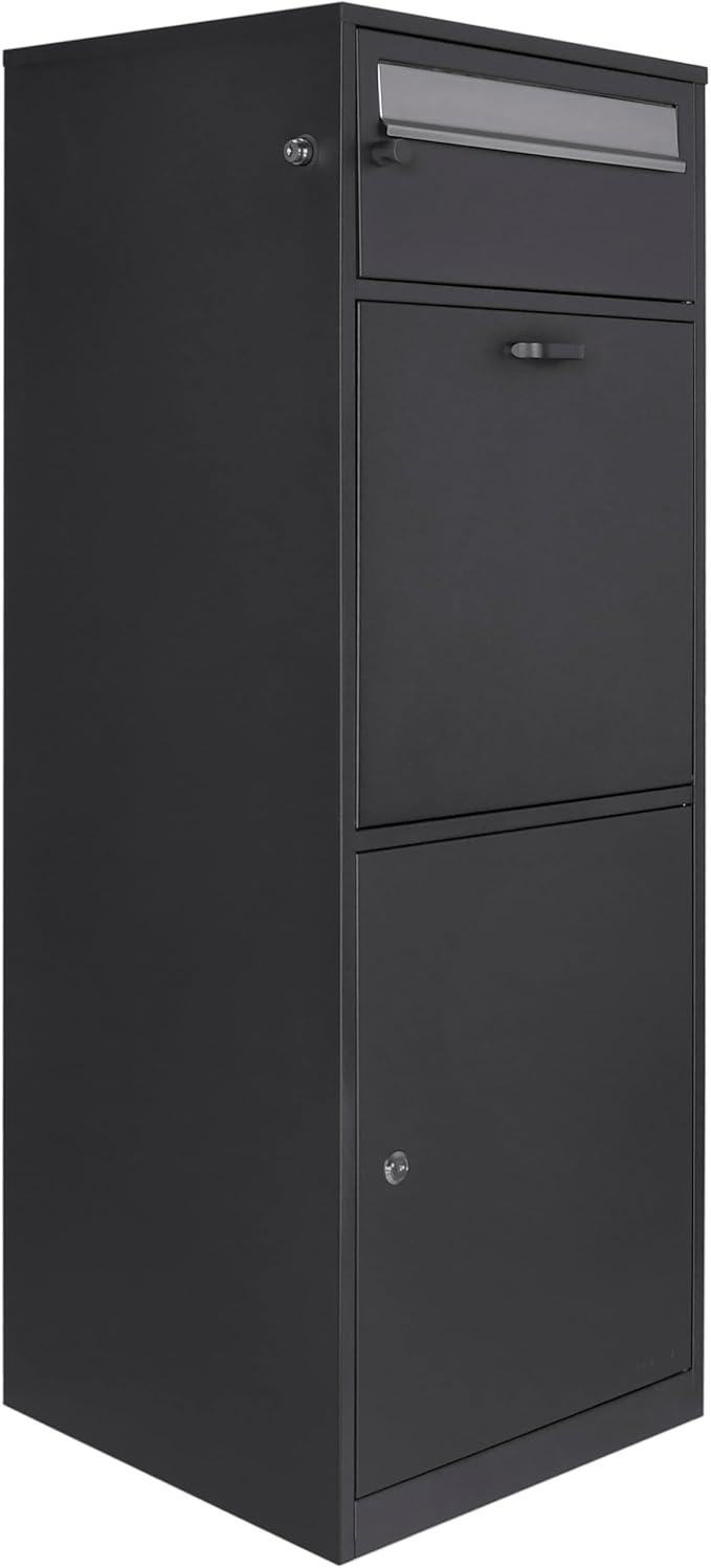 Barska Large Package Delivery Parcel Mail Steel Drop Box for Porch with Advanced Push Lock, Mail Slot & Anti-Theft Drop Slot