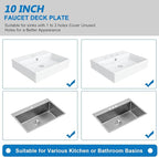 10 Inch Faucet Deck Plate, Faucets Sink Hole Cover Stainless Steel Plate Escutcheon for 1 or 3 Hole Kitchen or Bathroom Sink Faucet, Round, Chrome