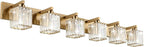 Aipsun Bathroom Vanity Light Brass Crystal Vanity Lighting Fixtures 6 Light Modern Bathroom Lighting Fixtures (Exclude Bulb)