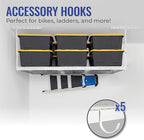 SafeRacks 4 ft x 8 ft Overhead Storage Rack Adjustable 24 in - 45in Height (White) With Accessory Pack With 5-Piece Hook Accessory Pack