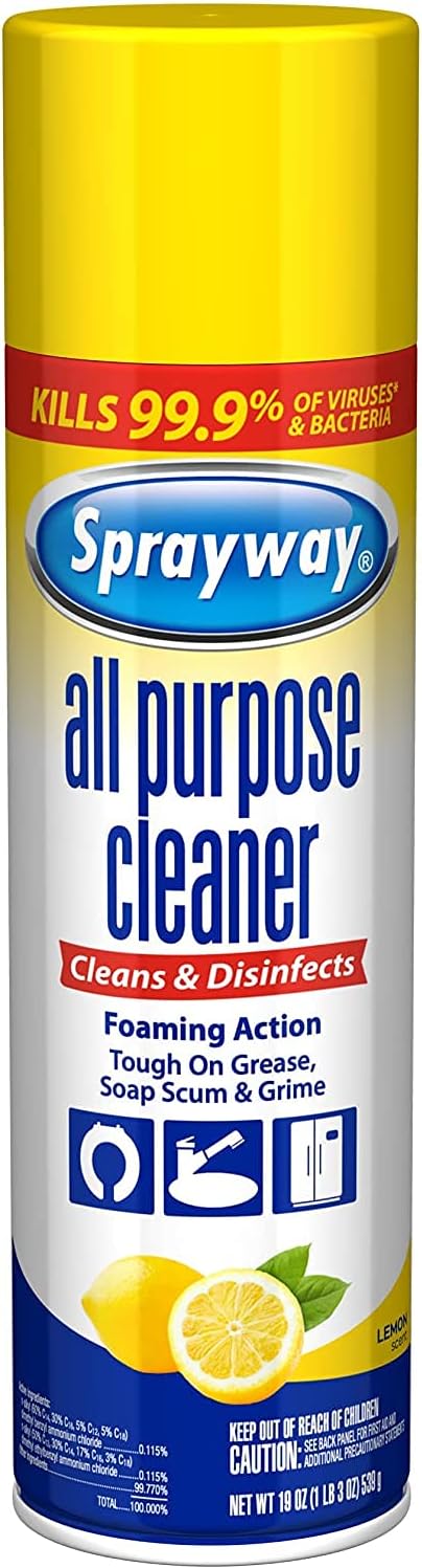 Sprayway Foaming Action All Purpose Cleaner and Disinfectant, Lemon Scent, 19 oz, (SW5014R)