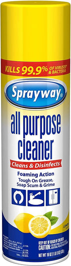 Sprayway Foaming Action All Purpose Cleaner and Disinfectant, Lemon Scent, 19 oz, (SW5014R)