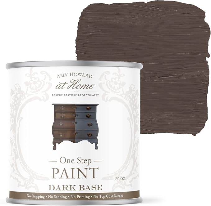 AMY HOWARD AT HOME Chalk-Based One Step Paint for Furniture, Cabinetry, Decor, Finish, and More | No Stripping, Sanding, or Priming | Dark Base | 16 Ounce | Windsor