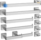 Toilet Paper Holder Collision Avoidance Towel Racks for Bathroom Thickened Material 304 Stainless Steel Towel Rack 10-Piece Towel Bar Brushed Nickel Bathroom Hardware Set Will Not Rust