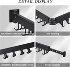 Wall Mounted Clothes Drying Rack,Drying Rack Clothing Wall Mount with Foldable Features(Tri-Fold),Space Saver,Wall Mounted Drying Rack for Laundry Balcony Bathroom (Black)