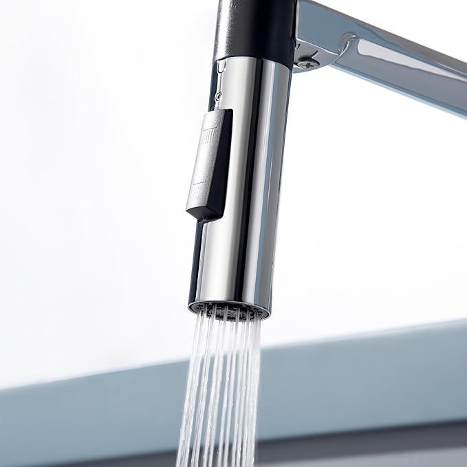 SUMERAIN Single Handle Pull-Down Kitchen Sink Faucet in Chrome Finish, Deck Mounted Lead-Free Kitchen Faucet with Dual Spray Mode