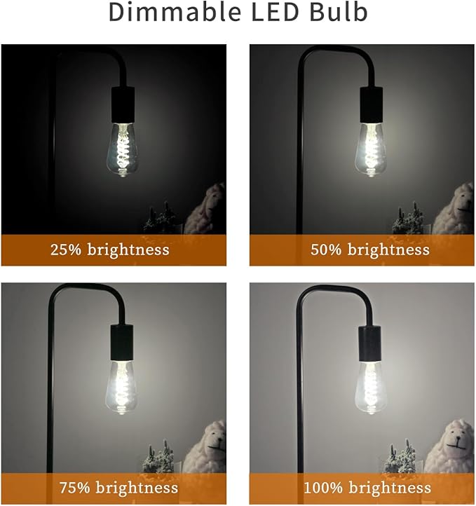 12 PCS ST58 (ST19) LED Edison Bulbs, Dimmable Vintage Antique LED Filament Light Bulbs, 6W Equivalent 60 Watt, Daylight 5000K, 600 Lumens, E26 Base, Clear Plastic