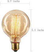 GOENDR Vintage Edison Bulb,Large Round Edison Antique Light Bulbs-G30/G95 120V - Dimmable Thread Filament Style Nostalgic Light Bulbs (4 Pack)