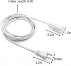 2Pack 2 Prong Extension Cord 5ft,Indoor Small and Slim Power Cable Male/Female,Lightweight Design for Decor Use, Christmas Lights & Home Appliances,White