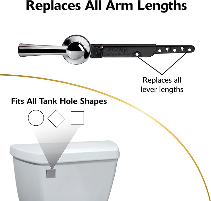 Korky 6054BP StrongARM Tank Lever Universal to Fit Front Angled Side Left and Right Mount Toilets, Chrome, Simple Style