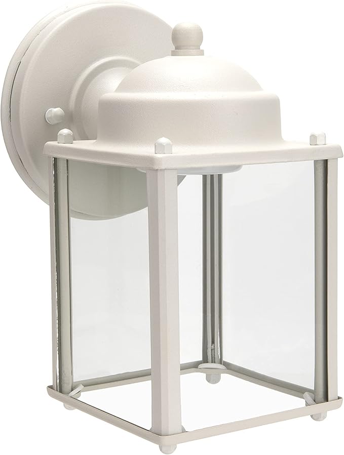LIT-PaTH Outdoor LED Wall Lantern, Wall Sconce Porch Lighting Fixture, 3000K Warm White, 9.5W 800 Lumen, Aluminum Housing Plus Glass, White Finish-2 Pack