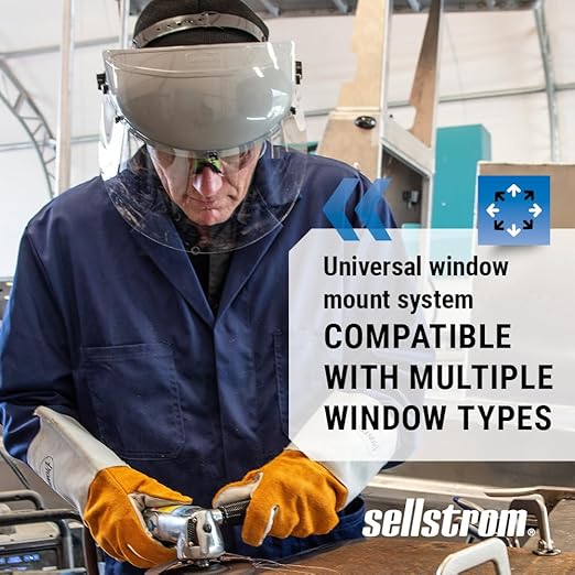 Sellstrom Advantage Face Shield - Lightweight Mask with Crown & Ratchet Headgear, for Work, Grinding, Cutting - ANSI Z87.1 - Clear Uncoated Polycarbonate Window