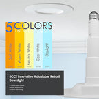 Jolux 6-Pack 5/6" 5CCT Retrofit LED Recessed Lighting,Selectable 2700K/3000K/3500K/4000K/5000K,12W=60W,800Lumen,Dimmable Can Lights,Simple Installation Adjustable Retrofit Downlight,Bevel Trim