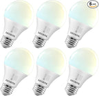 LUXRITE A19 LED Light Bulb 60 Watt Equivalent, CRI90, 5CCT 2700K 3000K 3500K 4000K 5000K, Dimmable, 800LM, Standard LED Light Bulbs 9W, E26 Base, ETL - Perfect for Lamps and Home Lighting (6 Pack)