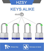 Padlocks Keyed Alike, Pack of 60, Laminated Steel Keyed Lock (1-9/16", 40mm), Padlocks with Same Key, Long Shackle, for Toolbox, Locker & StorageUnit or More