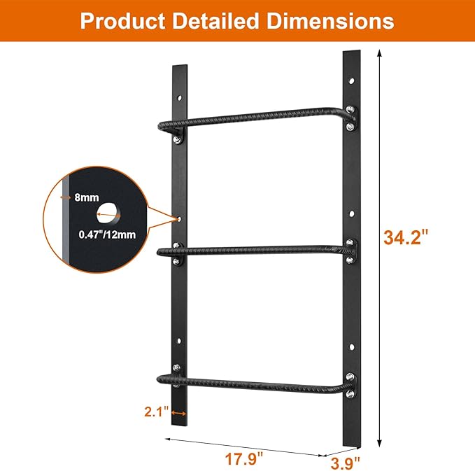 3-Rung Window Well Ladder Straight, Heavy Duty Steel Fire Escape Ladder, Basement Egress Window Ladder 34.2" Lx17.9 W, High Load-Bearing Capacity, Black