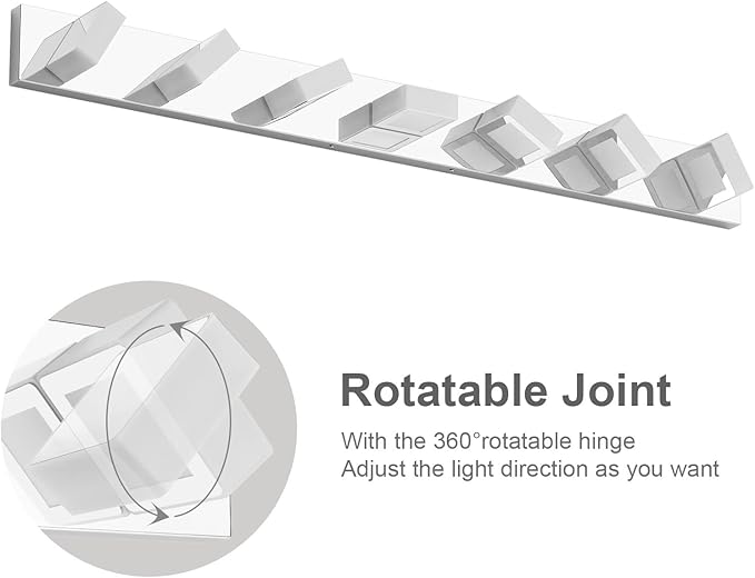 Ralbay 46" LED Chrome Vanity Lights 7 Lights Acrylic Stainless Steel LED Modern Vanity Lights Chrome Bathroom Lighting Fixtures Over Long Mirror (Natural White Light 4500K)