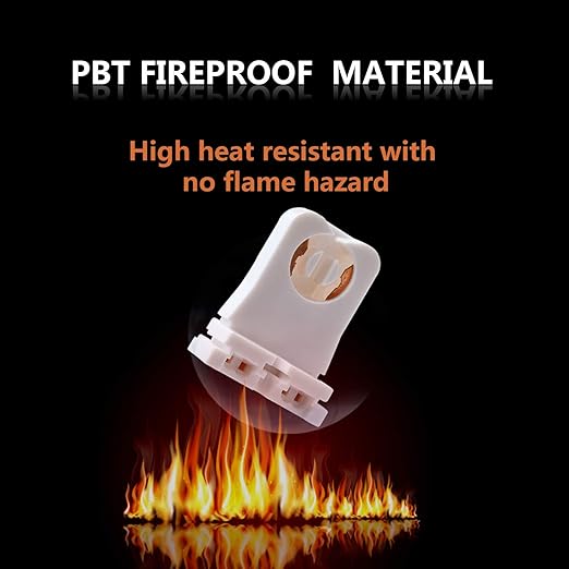 Non-shunted Turn Type T8 Lamp Holder JACKYLED UL Socket Tombstone (12 Packs)