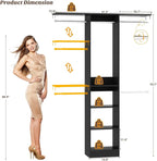 48" Small Closet Organizer, 4FT Closet System for Small Closets with 4 Hanging Rods & 3 Shelves, 80"H Small Closet Organizers and Storage for Bedrooms, Cloakrooms, Black