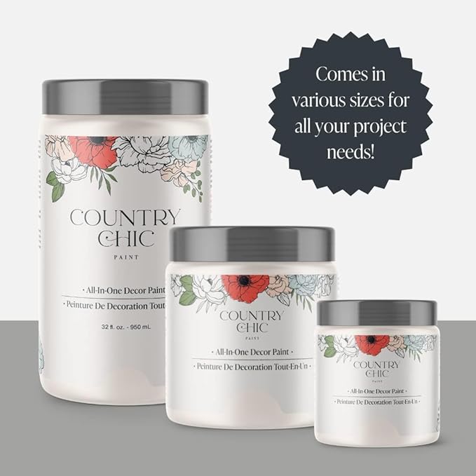 Country Chic All-in-One Chalk Paint for Furniture, Cabinets, Home Decor, Eco-Friendly, Matte Finish, Built-In Primer & Top Coat for Wood, Metal - Crinoline (Off White) - Pint 16 oz (475 ml)