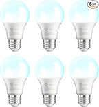 VOLIVO 6 Pack A19 LED Light Bulbs, Daylight 5000K, 60W Equivalent,Efficient 9W, 800 Lumens, E26 Base, Energy Saving LED Bulb, Non-Dimmable, UL Listed and FCC Certified, for Bedroom Living Room Home