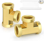 GASHER 2 Pcs Brass Tee Fitting, 1/4" x 1/4" x 1/4" NPT Female Pipe Fittings