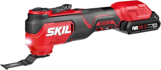 SKIL PWR CORE 20V Brushless 9-Tool Power Tool Combo Kit Including 2 * 2.0Ah Batteries, Charger, and Rolling Tool Box -CB8009B-20