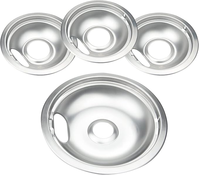 Drip Pan Electric Stove Burner Covers for Whirlpool W10278125 W10196405 W10196406, 4 Pack (3) 6" & (1) 8"