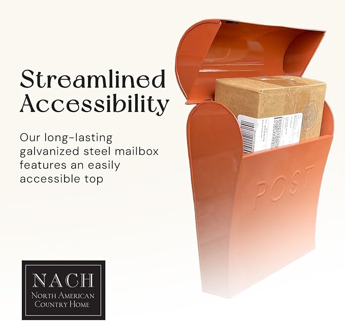 NACH Wall Mount Mailboxes for Outside, 11x4.5x12.5 in Terracotta Mail Boxes for House Outside, Waterproof Mailbox - Vicki-Style Mail Box