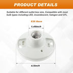 6 Pcs Porcelain Light Socket with Pull Chain White Bulb E27/E26 Socket Porcelain Outlet Box Mount Ceiling Light Fixture for Indoor Garage Closet Lighting