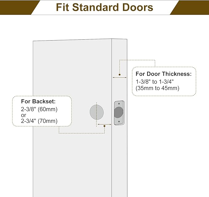 HOSOM 6 Pack Privacy Door Handles Interior for Bedroom and Bathroom, Satin Nickel Interior Door Handles with Lock, Heavy Duty Interior Door Levers, Keyless Reversible Square Door Locks Door Knob