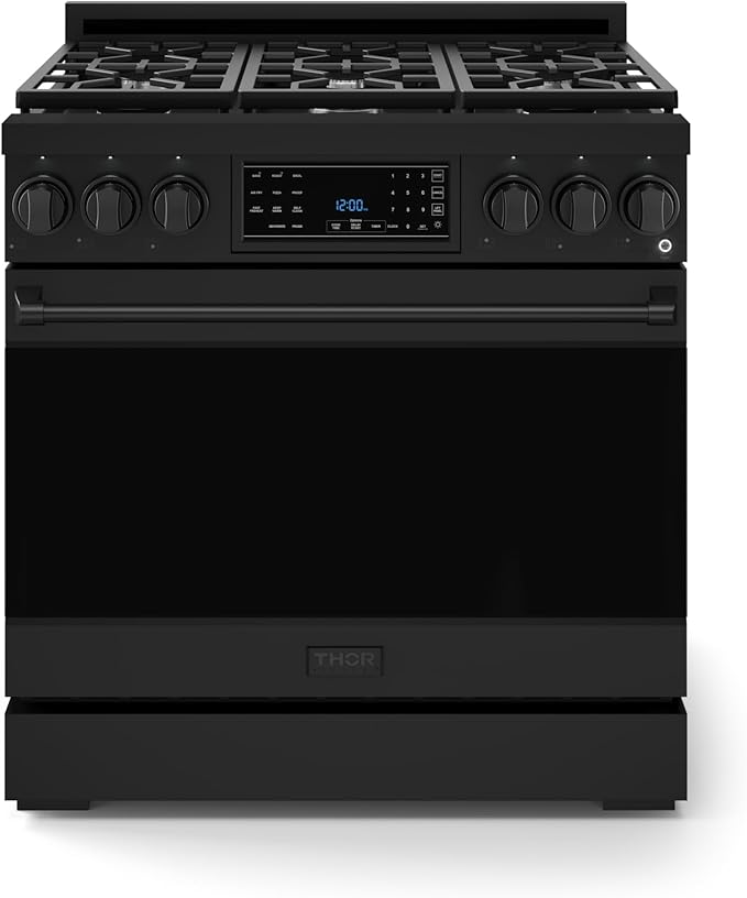 Gordon Ramsay by THOR Kitchen 36 Inch Professional Gas Range with Tilt Panel Touch Control in Black