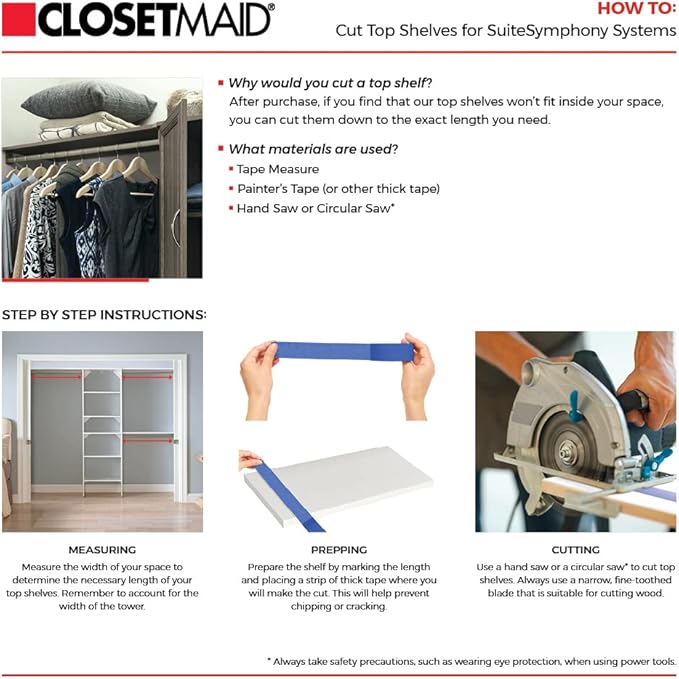 ClosetMaid SuiteSymphony Wood Closet Organizer Kit with Tower 3 Hang Rods, Top Shelves, Adjustable, Fits Spaces 5-9 ft. Wide, Graphite Grey