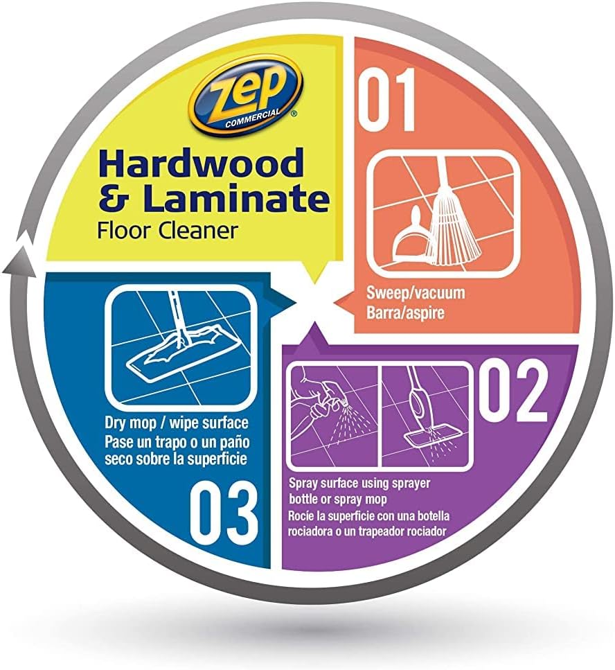 Zep Industrial Hardwood and Laminate Floor Cleaner - 1 Gallon - ZUHLF128 - Removes Spots, Stains and Scuffs. Cleans and Restores Shine