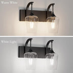 Ralbay Black Vanity Light 2 Lights Industrial Bathroom Light Fixtures Over Mirror with Clear Glass Black Bathroom Wall Mount Lighting Sconce