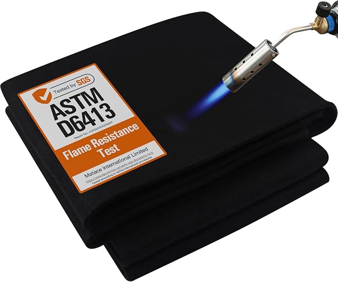 Matace 6x8 Feet Extra Large Fireproof Welding Blanket & Pad, 5mm Thickened Resistant Carbon Felt Cloth, Flame Retardant Fabric, Automotive Repair, Wall Protection, Grill Cover, Black