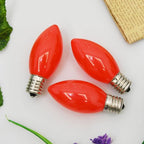 SUNSGNE 25 Pack C9 Red Christmas Light Bulbs, 7 Watt Red Incandescent Christmas Replacement Light Bulbs, E17 Intermediate Base