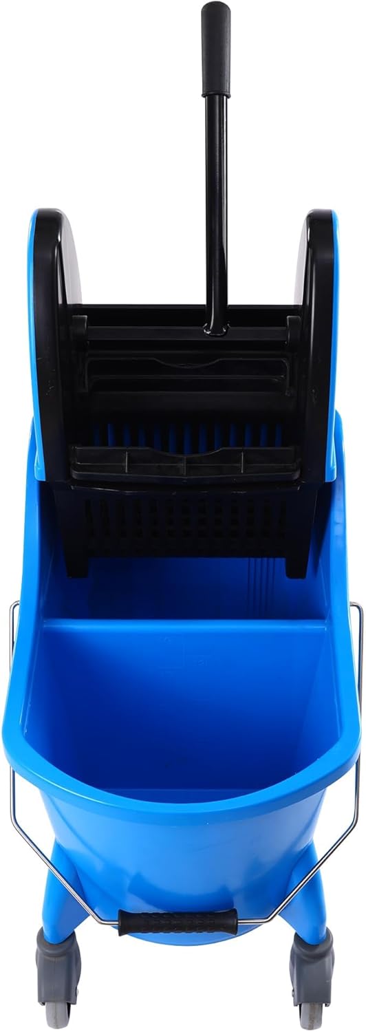Mop Bucket with Wringer,Mop Bucket Separate Dirty Water for Floor Cleaning,Commercial Mop Buckets on Wheels,Blue