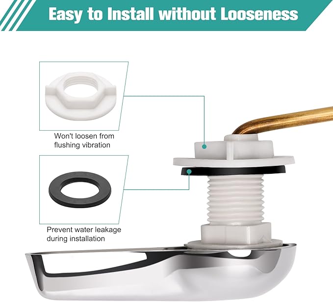 Universal Metal Front Mount Toilet Handle Replacement Kit Chrome Toilet Handle Brass Lever with Stainless Steel Chain Front Universal Flusher Replacement Kit