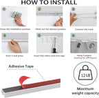 Self Adhesive Curtain Track Ceiling Or Wall No Drill Rod, Adhesive Curtain Rod For Windows Cabinet Closet Bathroom Shower (128 Inch)