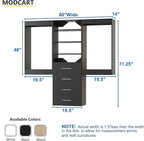 Modular Closet System, 60" Wide Closet Organizer System with Hanging and Drawers, Wood Tower Closet Storage for Walk In Closets, Wall Mounted Wardrobe Organizer Kit System, Bedroom, Black