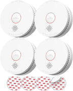 SITERLINK Smoke Detectors,UL217-9th Listed Smoke Alarms with Replaceable Battery,Photoelectric Sensor Smoke Detector with Test-Silence Button,Fire Detectors for Home,House,GS509A 4-Pack