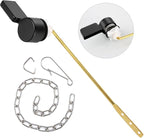 Houtingmaan Toilet Handle Replacement Kit,Toilet Handle Lever for Most Front Mount Toilets, Universal Brass Toliet Flush Handle Lever with Stainless Steel Flapper Chain,Black