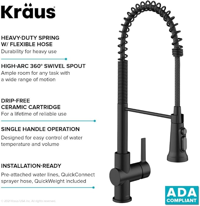 KRAUS Britt 2-in-1 Commercial Style Pull-Down Single Handle Water Filter Kitchen Faucet for Reverse Osmosis or Water Filtration System in Matte Black, KFF-1691MB